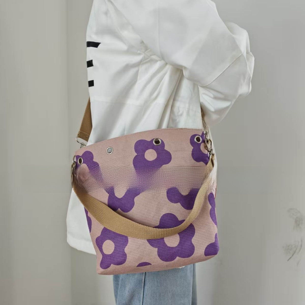 Hand-Crocheted Floral Tote Bag